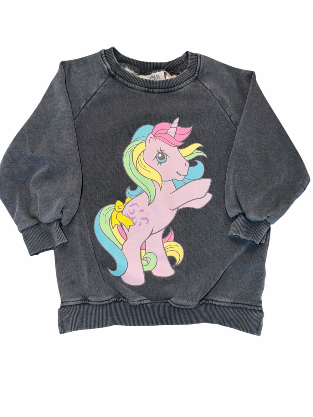 Zara x My Little Pony Charcoal Gray Crewneck Sweatshirt with Pony Graphic, 2T